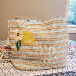 Vera Bradley Lemon Grove Straw Tote-NWT